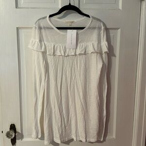 Steve Hender NWT Long Sleeve Ruffled Front White Women's Too Size Large